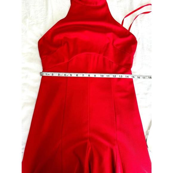 Maeve Anthropologie Halter Flounced Midi Dress Red Womens Size M Petite New - Picture 9 of 14